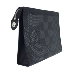 Louis Vuitton Black Voyage Bag Pochette Graphite Clutch Damier